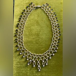 Antique Bohemian Period Crystal Bib Necklace From Czechoslovakia
